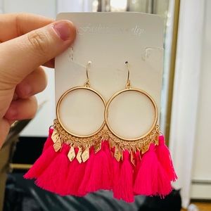 Pink Tassel Earrings